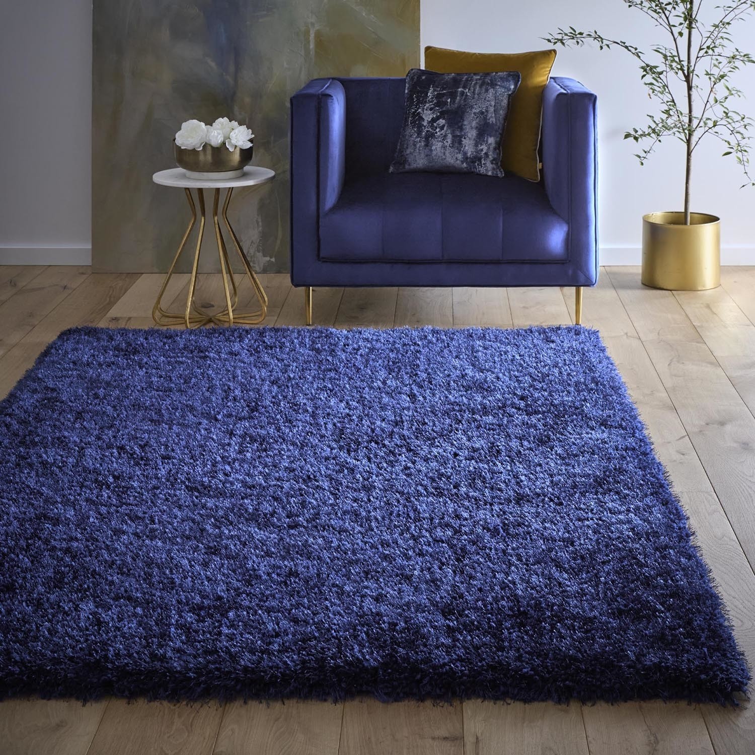 Phoenox Textiles Ltd Blue Shaggy Indigo Rug - 200 X 140 Cm - Chicago - Origins