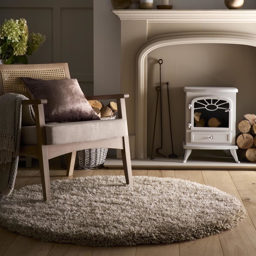 Round Shaggy Brown Rug - 133 x 133 cm - Chicago - Origins
