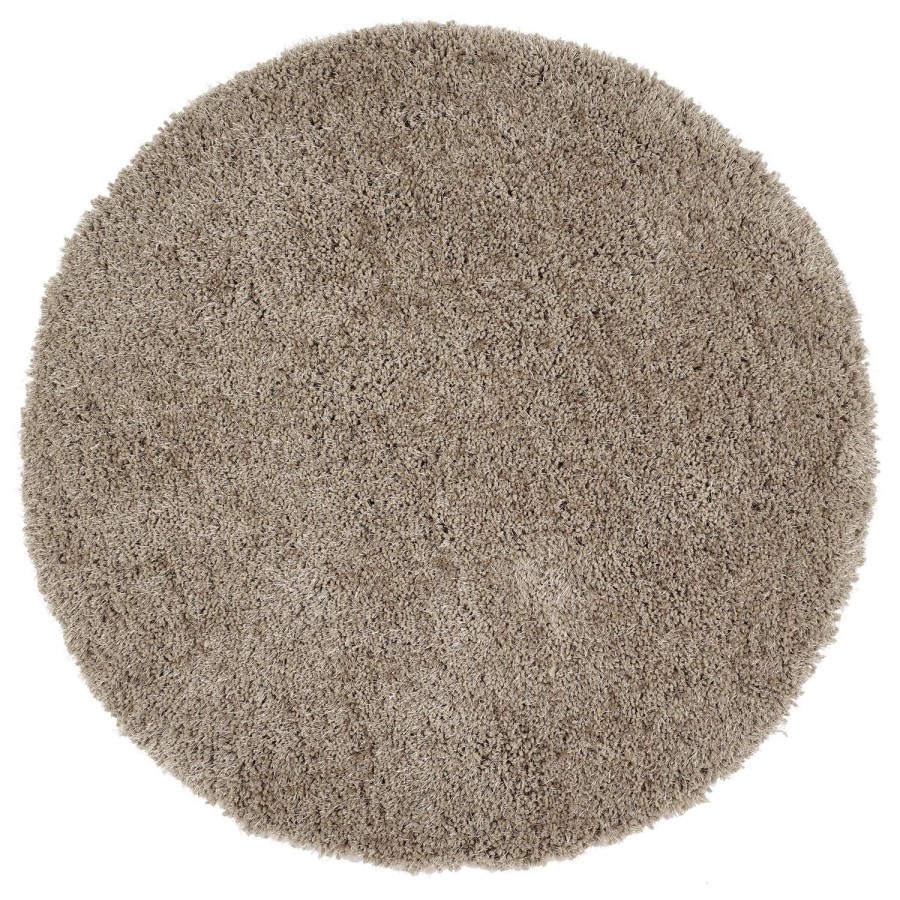 Round Shaggy Brown Rug - 133 x 133 cm - Chicago - Origins