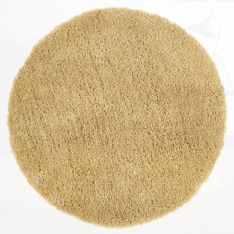Round Shaggy Ochre Rug - 133 x 133 cm - Chicago - Origins