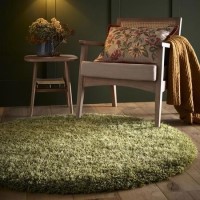 Round Shaggy Green Rug - 133 x 133 cm - Chicago - Origins