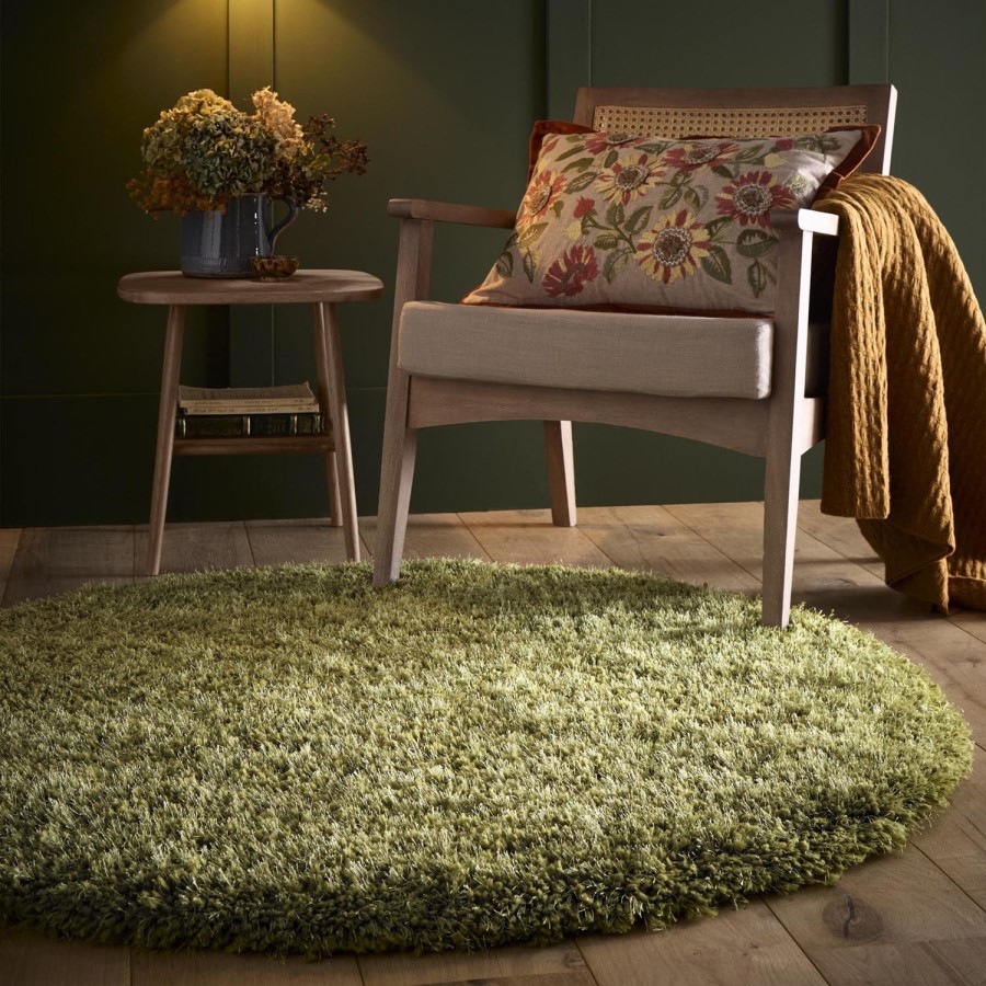Round Shaggy Green Rug - 133 x 133 cm - Chicago - Origins