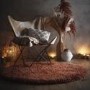 Round Shaggy Orange Rug - 133 x 133 cm - Chicago - Origins