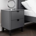 CHL002 Dark Grey Modern 2 Drawer Bedside Table with Legs - Chloe - Julian Bowen