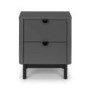 Dark Grey Modern 2 Drawer Bedside Table with Legs - Chloe - Julian Bowen