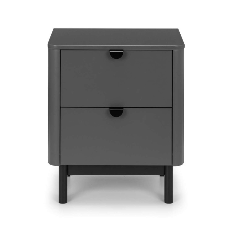 Dark Grey Modern 2 Drawer Bedside Table with Legs - Chloe - Julian Bowen