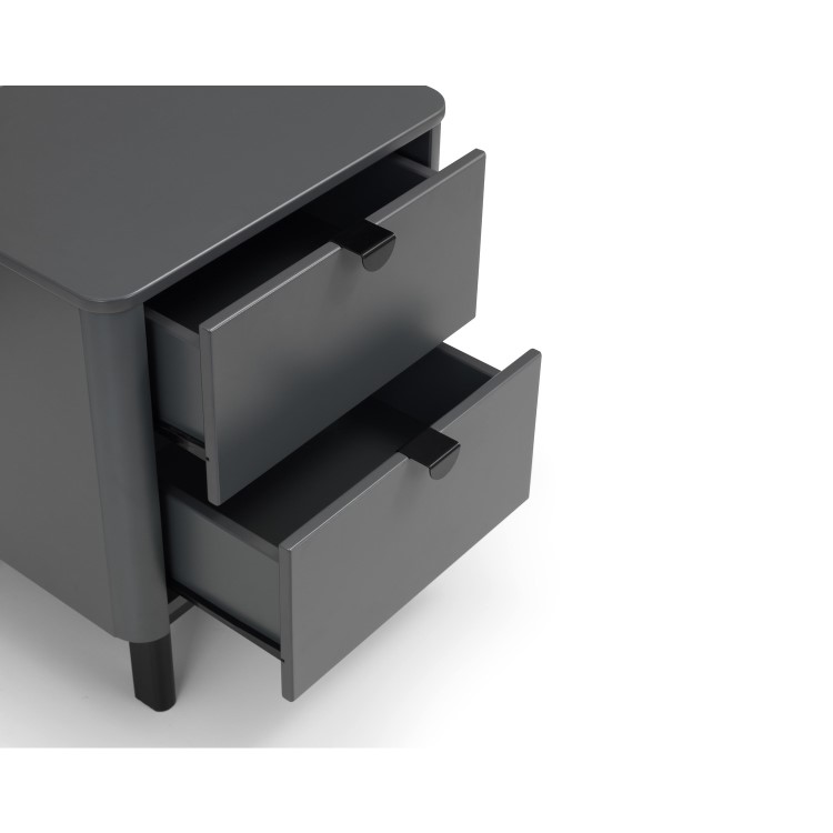 Dark Grey Modern 2 Drawer Bedside Table with Legs - Chloe - Julian Bowen