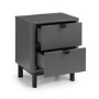 Dark Grey Modern 2 Drawer Bedside Table with Legs - Chloe - Julian Bowen