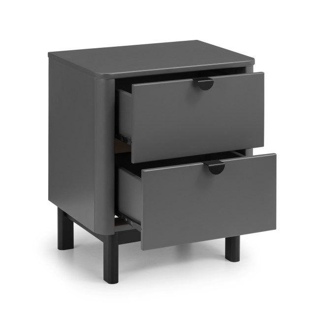 Dark Grey Modern 2 Drawer Bedside Table with Legs - Chloe - Julian Bowen