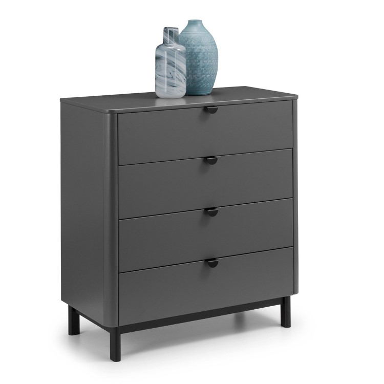 ONLY OPENED - Dark Grey Modern Chest of 4 Drawers with Legs - Chloe - Julian Bowen