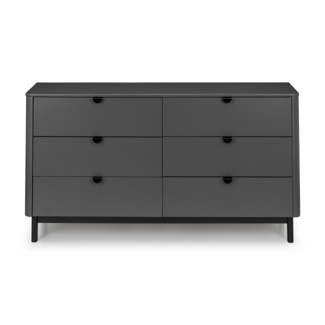 Wide Dark Grey Modern Chest of 6 Drawers with Legs - Chloe - Julian Bowen