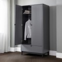 CHL005 Dark Grey 2 Door Double Wardrobe with Drawer - Chloe - Julian Bowen