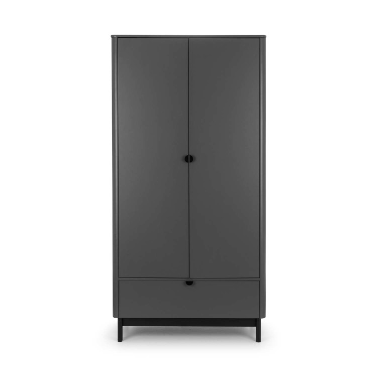 ONLY OPENED - Dark Grey 2 Door Double Wardrobe with Drawer - Chloe - Julian Bowen