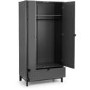 Dark Grey 2 Door Double Wardrobe with Drawer - Chloe - Julian Bowen