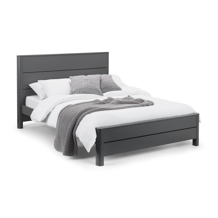 Dark Grey Modern Double Bed Frame - Chloe - Julian Bowen