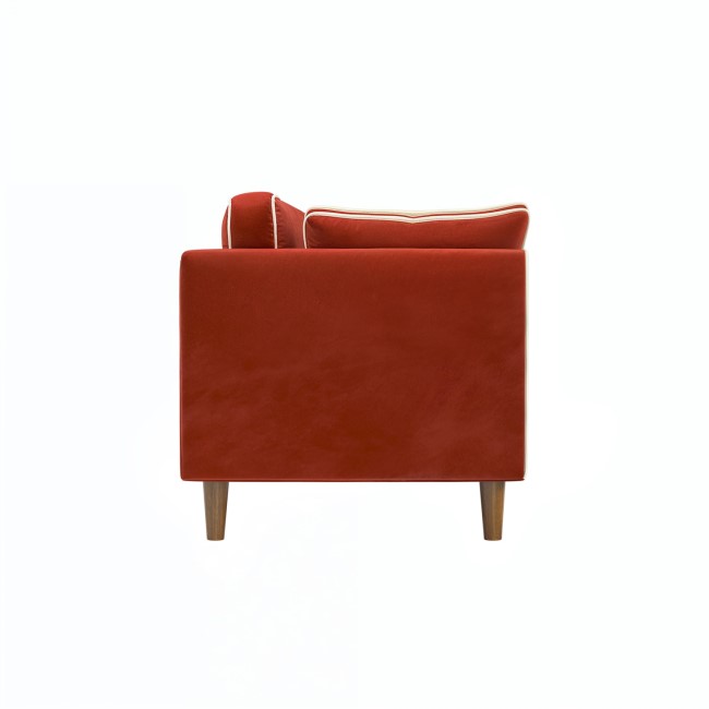 Burnt Orange Velvet Piped 3 Seater Sofa - Cohen