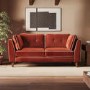 Rust Velvet Piped 3 Seater Sofa - Cohen