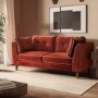 Rust Velvet Piped 3 Seater Sofa - Cohen