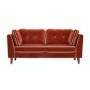 Rust Velvet Piped 3 Seater Sofa - Cohen