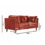 Rust Velvet Piped 3 Seater Sofa - Cohen