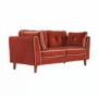 Rust Velvet Piped 3 Seater Sofa - Cohen