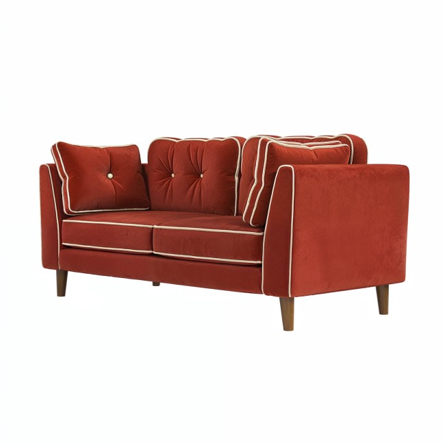 Burnt Orange Velvet Piped 3 Seater Sofa - Cohen