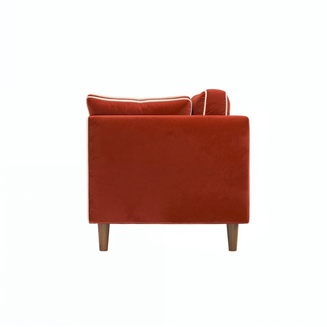 Burnt Orange Velvet Piped 3 Seater Sofa - Cohen