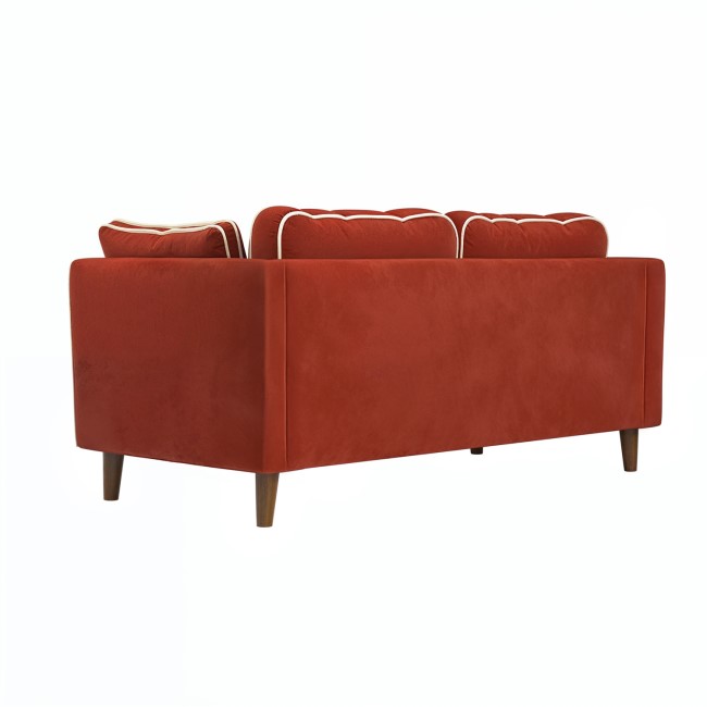 Burnt Orange Velvet Piped 3 Seater Sofa - Cohen