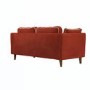 Rust Velvet Piped 3 Seater Sofa - Cohen