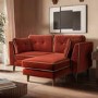 Rust Velvet Piped 3 Seater Corner Sofa - Cohen 