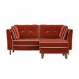 Rust Velvet Piped 3 Seater Corner Sofa - Cohen 