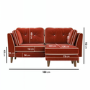 Rust Velvet Piped 3 Seater Corner Sofa - Cohen 