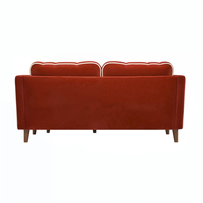 Burnt Orange Velvet Piped 3 Seater Corner Sofa - Cohen