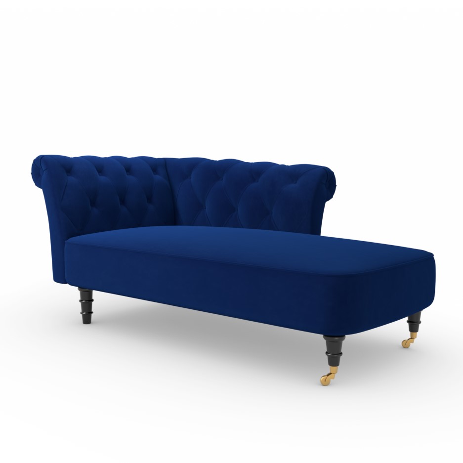 Christiana Navy Blue Velvet Chaise Longue Chair - Right Hand Facing