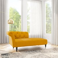 Mustard Yellow Velvet Chesterfield Chaise Longue Chair - Christiana