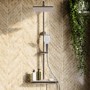 Chrome Thermostatic Mixer Shower Set with Push Button & Shelf - Mika