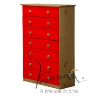 Verona Design Verona 6+2 Drawer Chest of Drawers in Antique Pine and Red