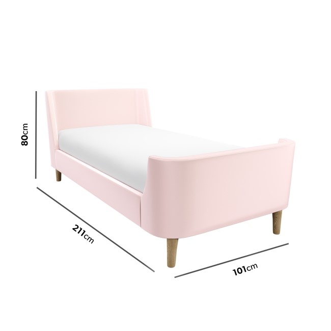 Pink Velvet Single Sleigh Bed Frame - Charlotte