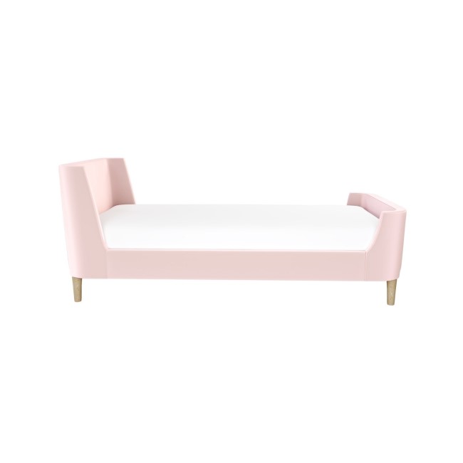 ONLY OPENED - Blush Pink Velvet Single Sleigh Bed Frame with Scandi Styling - Charlotte