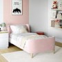 GRADE A1 - Blush Pink Velvet Single Sleigh Bed Frame with Scandi Styling - Charlotte
