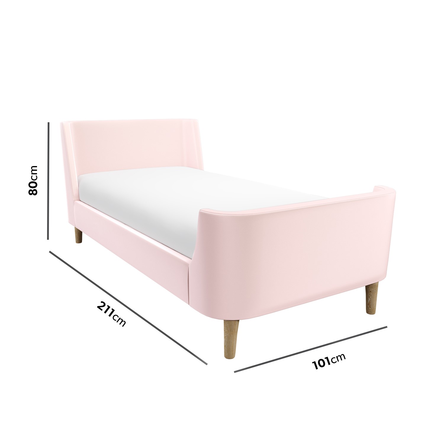 Pink Velvet Upholstered Single Sleigh Bed Frame - Charlotte - Furniture123