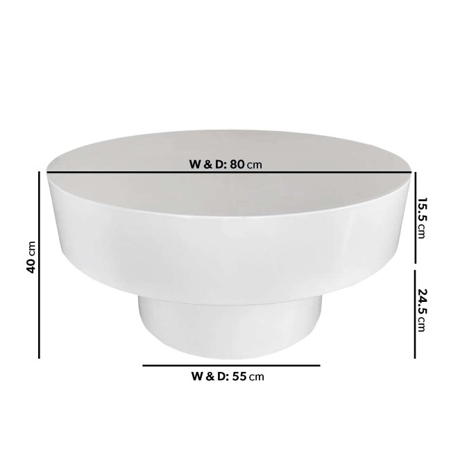 Small Round White Gloss Coffee Table - Cici