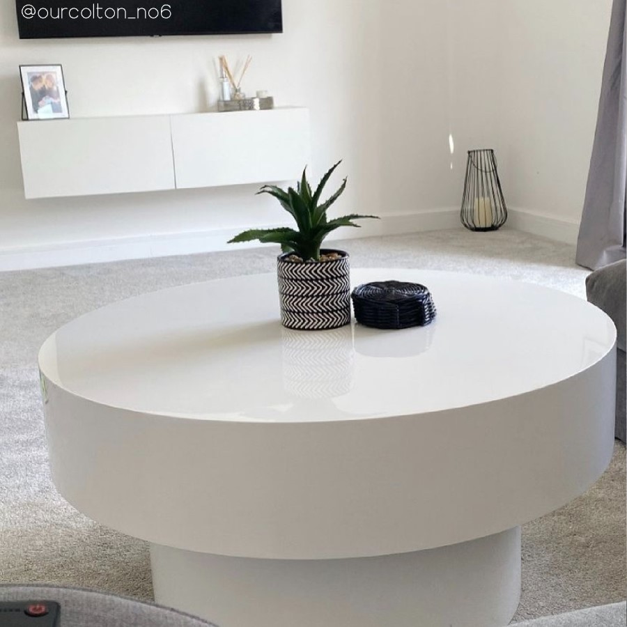 GRADE A1 - Small Round White Gloss Coffee Table - Cici