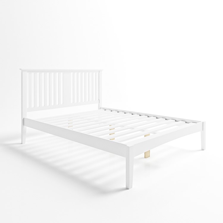 White Wooden King Size Bed Frame with Headboard - Charlie