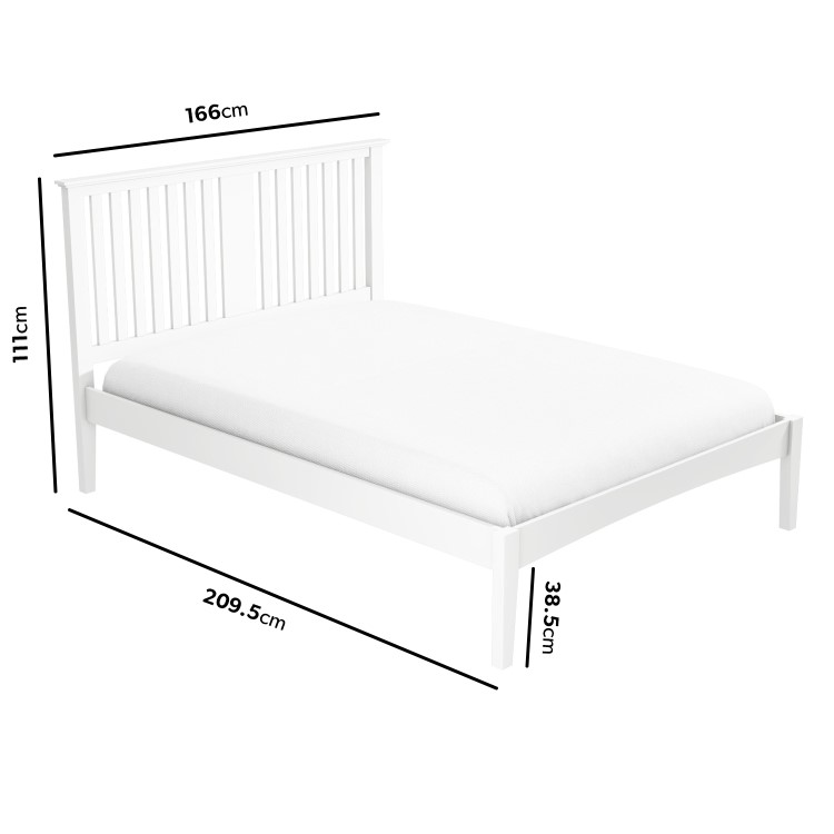 White Wooden King Size Bed Frame with Headboard - Charlie