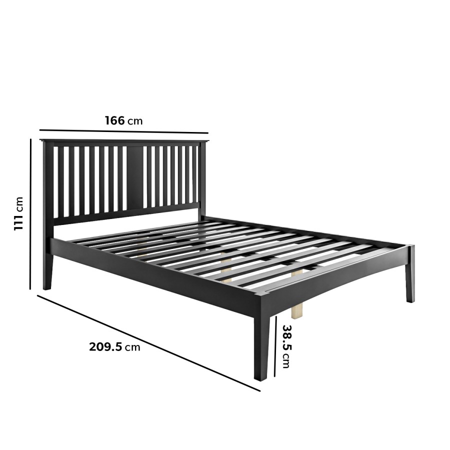 GRADE A1 - Black Wooden King Size Bed Frame with Headboard - Charlie