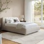 Beige Boucle Double Side-Lift Ottoman Bed with Cushioned Headboard - Ciara