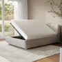 Beige Boucle Double Side-Lift Ottoman Bed with Cushioned Headboard - Ciara