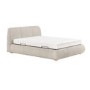 Beige Boucle King Size Side-Lift Ottoman Bed with Cushioned Headboard - Ciara