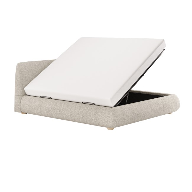 Beige Boucle Super King Side-Lift Ottoman Bed with Cushioned Headboard - Ciara